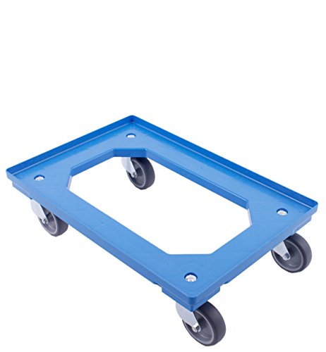 PLATAFORMA CON RUEDAS 60x40, carro para cajas Euro, carro con 4 ruedas giratorias, adecuado para cajas plegables de 60x40 cm y 40x30 cm, azul