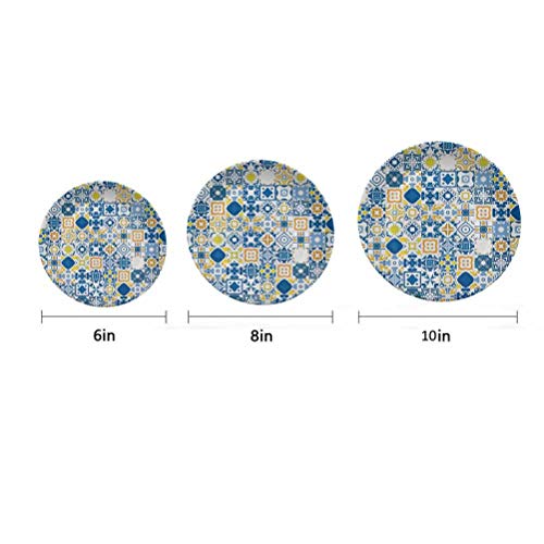 Plato decorativo de cerámica de 20,32 cm, diseño de mosaico portugués, azulejo mediterráneo, arabesco, decoración de pared de cerámica para eventos de lujo, cenas, fiestas, bodas