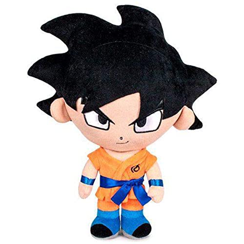 Play by Play Dragon Ball Super- Peluches de los Protagonistas de Bola de Dragón, Goku, Piccolo, Vegeta, Beerus, Monstruo Buu - Calidad Super Soft (30-35cm, Goku Pelo Negro)