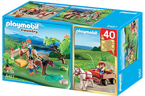 Playmobil Vida en la Montaña - Country Prado con Poni y Carreta (Playmobil Set Aniversario) Muñecos y Figuras, Color Multicolor (Playmobil 5457)