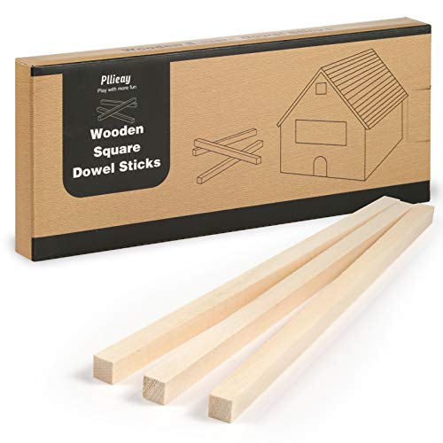 Pllieay 20 piezas 25 x 1 cm varillas cuadradas de madera sin terminar, varillas de madera, kit para principiantes de tallado en madera para manualidades DIY