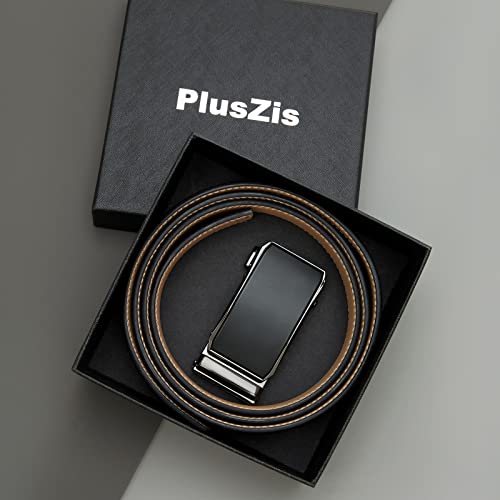 PlusZis 28"-60 "Cinturón de cuero para hombres con trinquete, grande y alto con hebilla automática.