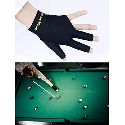 POFET 4Pps Hombre Mujer Elástico Lycra Mano Izquierda 3 Dedos Billar Taco Guante para Shooters Carom Pool Snooker Tue Sport (Rojo Azul Negro Gris)