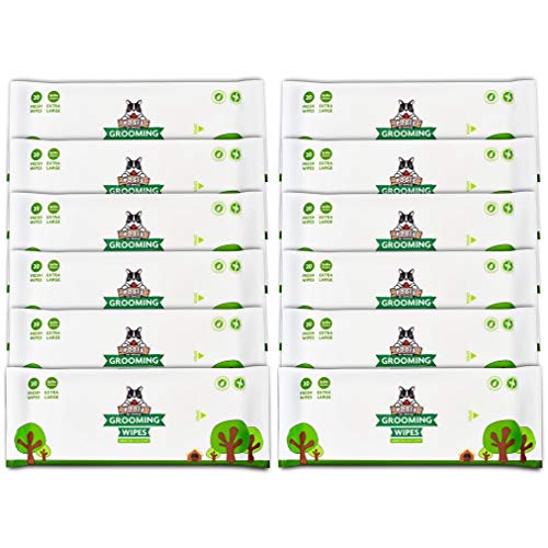 Pogi's Grooming Wipes Paquete de Viaje - 240 toallitas desodorantes para Perros - Aroma de té Verde, Naturales, Extra Grandes, Biodegradable