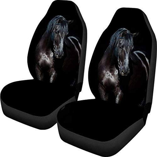 Polero Universal 2 unids asientos delanteros fundas para asiento de coche protector auto interior accesorios automóvil coche asiento cubierta caballo negro