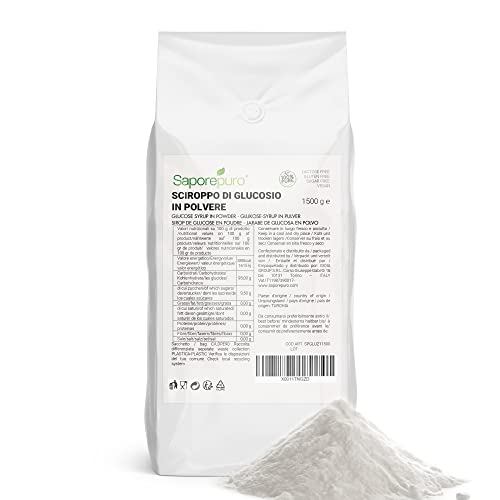 Polvo de glucosa - Jarabe de glucosa en polvo - Ideal para helados, sorbetes y postres - 1,5 kg