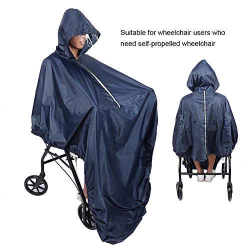 Poncho impermeable para silla de ruedas con capucha - Cubierta de lluvia para silla de ruedas - Capa de protección contra la lluvia - Cubierta de poliéster resistente al agua y al desgarro
