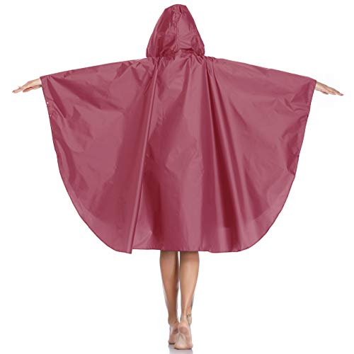 Poncho Impermeable Reutilizable Adulto Unisex Chubasquero Capa de Lluvia Nieve Rojo Vino