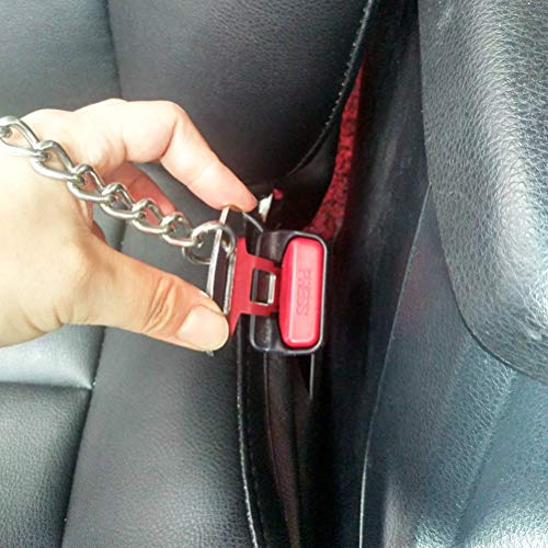 POPETPOP Cinturón Seguridad de Cadena de Acero Inoxidable de Coche para Perros Cachorro 60cm