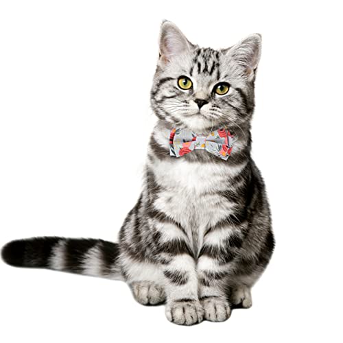 POPETPOP Cuello del Gato de La Corbata de Lazo Collar de Algodón de Algodón de La Impresión Floral Ajustable Agarre de La Gatita del Animal Doméstico para El Gatito de Gato de Perro ()