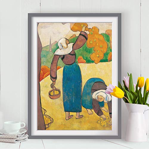 Póster Enmarcado - Emile Bernard - Breton Farmers - Color de Marco Gris 55x40 cm