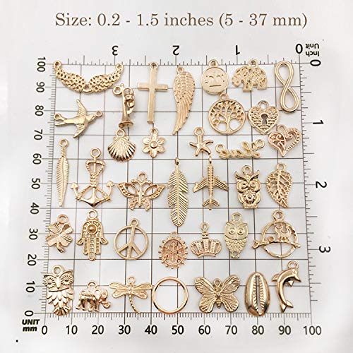 POTUANOT 450 Piezas Colgantes del Encanto,Pendant Charms Aleación,Plata Tibetana Colgantes Plata Antiguos,para de La Joyería de Llaveros, Pulseras, Collares, Pendientes(Oro Antiguo y Plata Antigua)