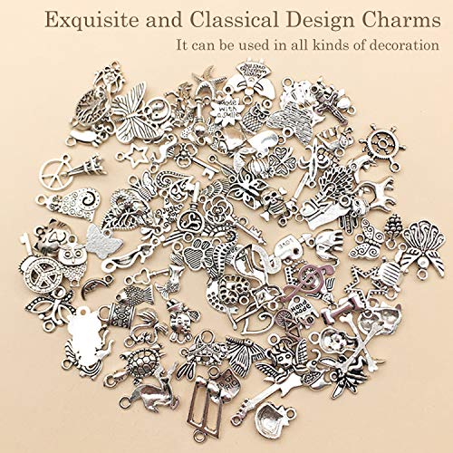 POTUANOT 450 Piezas Colgantes del Encanto,Pendant Charms Aleación,Plata Tibetana Colgantes Plata Antiguos,para de La Joyería de Llaveros, Pulseras, Collares, Pendientes(Oro Antiguo y Plata Antigua)