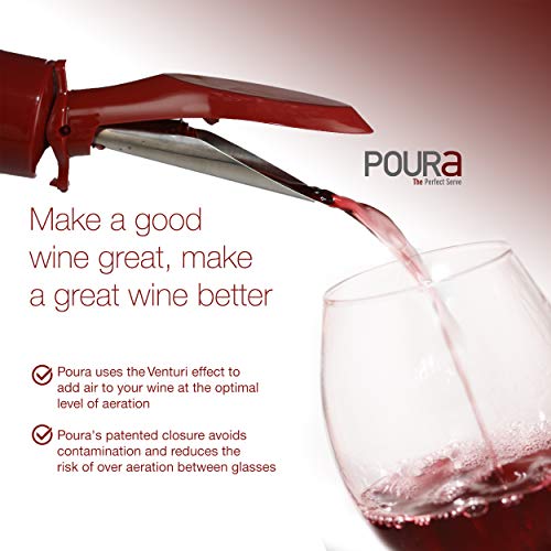 Poura Aireador de Vino para Botella – Boquilla Aireadora Vino con Mecanismo de Apertura y Cierre Patentado – Aireador de Vino Vertedor – Rojo