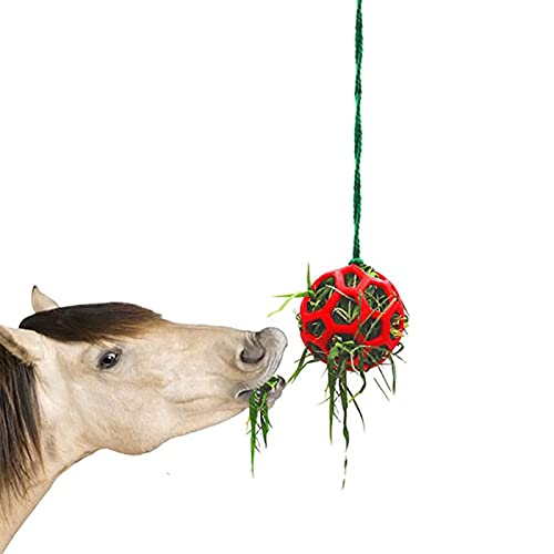 Povanjer Bola de regalo de caballo Alimentador de heno Pelota de juguete Alimentador de cabra Bola de alimentación colgante Juguete para caballo Estable Stall Remolque resto