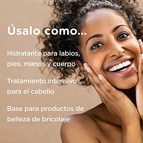 PraNaturals Manteca de Karité Hidratante 100% Orgánica 300ml, Protección UV para Todo Tipo de Piel - Hidrata y Repara Cabello