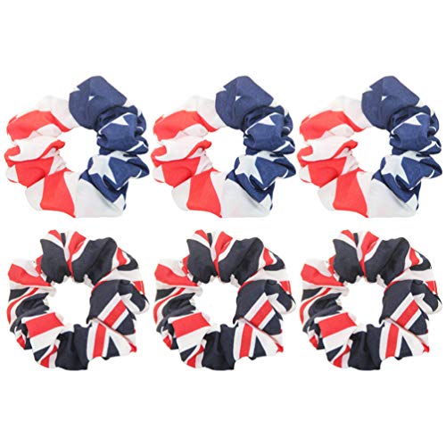 PRETYZOOM 6 Piezas de La Bandera Nacional Lazos para El Cabello Cabello Scrunchie Inglaterra Flag Usa Bandera Americana Titular de Cola de Caballo para Mujeres Accesorios para El Cabello