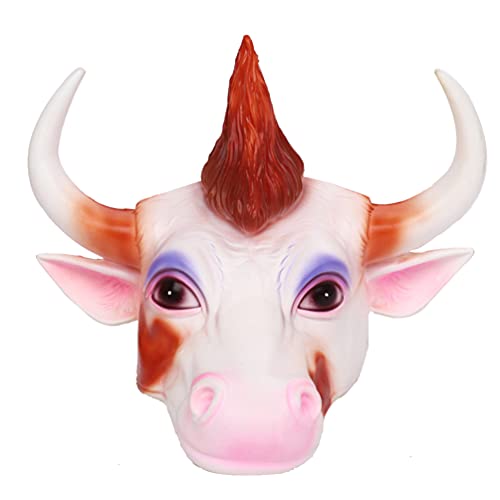 PRETYZOOM Casco de Animal Toro de Buey Sombrero de Látex Disfraz de Toro Cuernos Rendimiento Foto Tiara Tocado Cosplay Sombreros para Niños Adultos Rosa