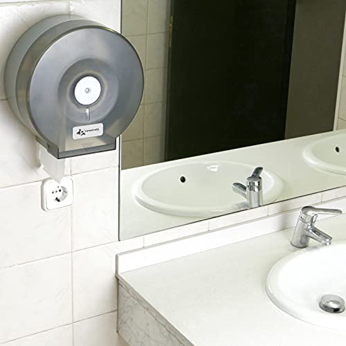 PrimeMatik - Dispensador de Papel higiénico. Portarrollos Industrial Negro para baño 268x123x273mm