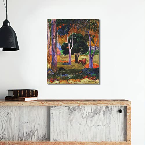 PRINTROY - Lienzo decorativo para pared, diseño de paisaje con un cerdo y un caballo 1903 con imagen de Paul Gauguin, 41 x 51 cm