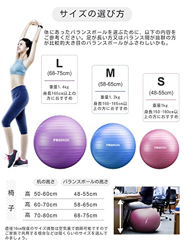 PROIRON Pelota de Pilates Embarazadas 65cm- Fitball Anti-Burst Pelota de Ejercicio,Yoga, Fitness, Embarazo incluidos Bomba (Azul)
