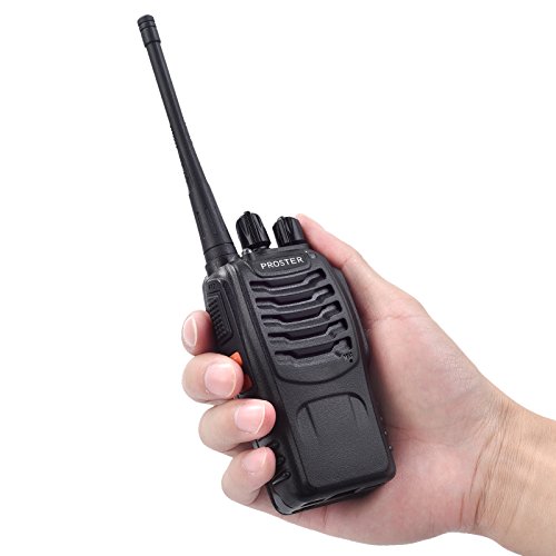 Proster Walkie Talkie Recargables 16 Canales Walkies Profecionales CTCSS DCS Walky Walky Radiocomunicación con Enchufe 5V/1A Auriculres Antena Clip para Construccion Restaurante Supermercado