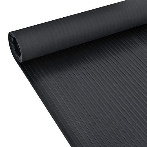 pro.tec] Alfombra Acanalada de Goma Antideslizante 3mm Negro Protección contra arañazos Interior/Exterior 2 x 1m Goma