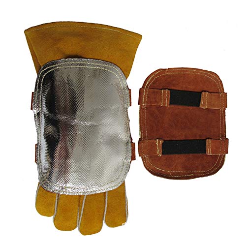 Protector de mano de alta temperatura, protector de calor Piel de vacuno dividida Almohadilla de mano de soldadura trasera aluminizada para resistente al calor