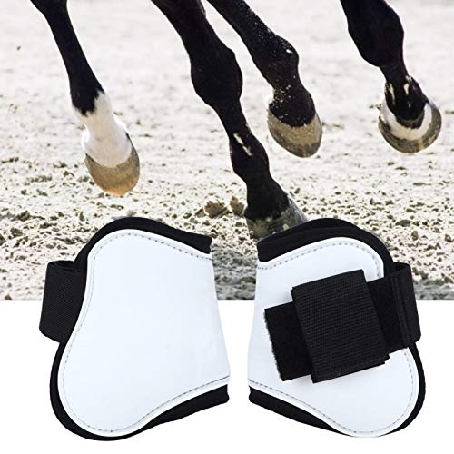 Protector de pierna de caballo, 2 piezas de protección de bota de pata de salto de caballo blanco, protector de envoltura, equipo ecuestre profesional (10.08x4.65 pulgadas)(Horse Rear Leg Guard)
