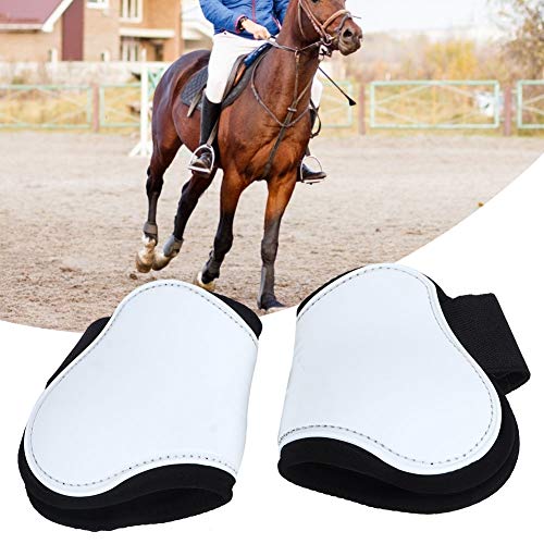 Protector de pierna de caballo, 2 piezas de protección de bota de pata de salto de caballo blanco, protector de envoltura, equipo ecuestre profesional (10.08x4.65 pulgadas)(Horse Rear Leg Guard)