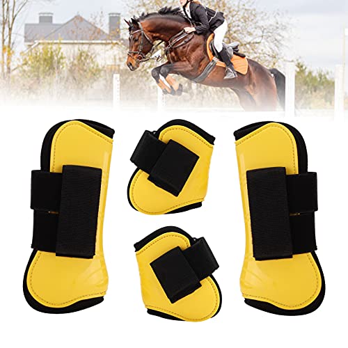 Protector de pierna de caballo, correas ajustables, botas de tendón de caballo protegen el hueso del cañón absorbe el impacto para el entrenamiento de caballos (amarillo, un juego de cuatro medianos)