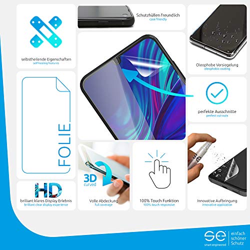 Protectores de pantalla de hidrogel 3D compatible con Huawei P Smart -2019 [2 unidades | smart engineered] - Pelicula vidrio TPU -Transparente, Compatible con tu carcasa, Lámina Blindada de TPU