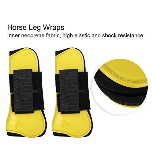 Pssopp Bota para pierna de caballo, protección para el salto del caballo, soporte para caballos, botas envolventes, equipamiento equitativo (amarillo)