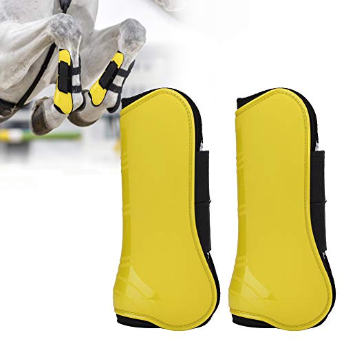 Pssopp Bota para pierna de caballo, protección para el salto del caballo, soporte para caballos, botas envolventes, equipamiento equitativo (amarillo)