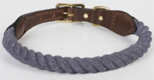 Puccybell Collar de Perro y Cuerda Trenzada, diseño náutico, Collar de cordón para Perros HB002 (S, Gris)