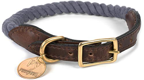 Puccybell Collar de Perro y Cuerda Trenzada, diseño náutico, Collar de cordón para Perros HB002 (S, Gris)