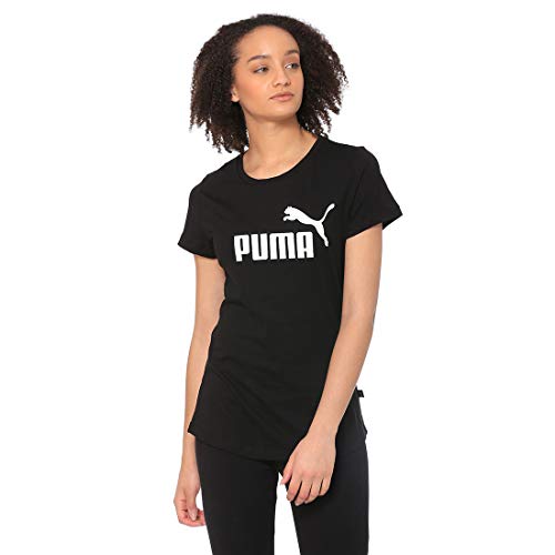 PUMA ESS Logo tee T-Shirt, Mujer, Cotton Black, XL