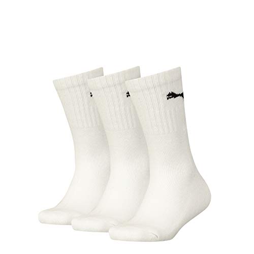 PUMA Junior Crew Sock Calcetines, Blanco, 35-38 (Pack de 3) Unisex niño