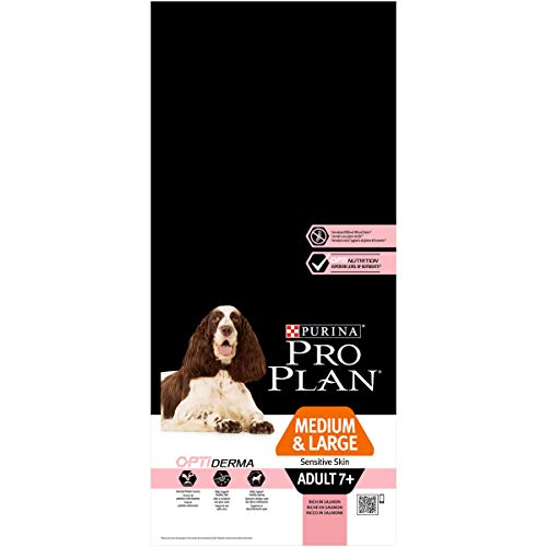 PURINA Pro Plan Medium Large Adult 7+ Sensitive Skin OPTI Derma Salmon Comida para Perros - 14000 gr