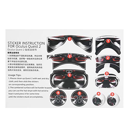 PUSOKEI VR Gafas Controlador Auriculares Pegatinas Cubierta de Piel, Accesorio Protector de PVC para Oculus Quest 2 para prevenir rasguños/abrasiones/Polvo/abrasión