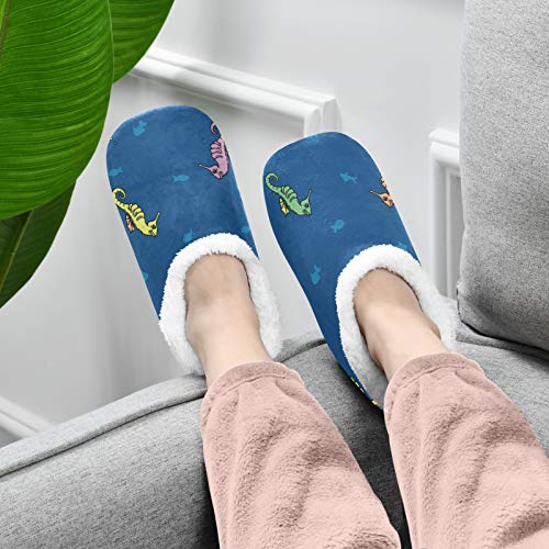 PUXUQU Zapatillas de casa para mujer, diseño de caballito de mar, para el dormitorio, para uso en interiores, color Multicolor, talla 36/37 EU