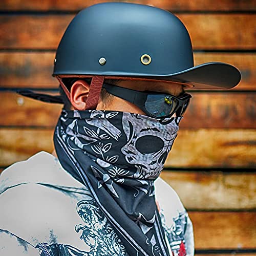 QHHALXZ Casco de motocicleta de la mitad de la moda clásico de cara abierta gorra de béisbol casco aprobado por DOT estilo alemán retro calavera Cap hombres mujeres cara abierta moda Jet moto casco