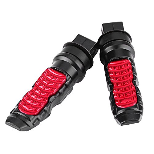 Qiilu 1 par de Universal 8 mm Pedales de aluminio del pie del pasajero de motocicleta con agujero(rojo)