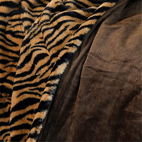 QinWenYan Manta de Tiro Zebra Leopardo Imprimir Cristal Velvet Manta Sofá Cama Manta Invierno Cálido Manta Doble Mantas para Cama (Color : Marrón, Size : 130x160cm)