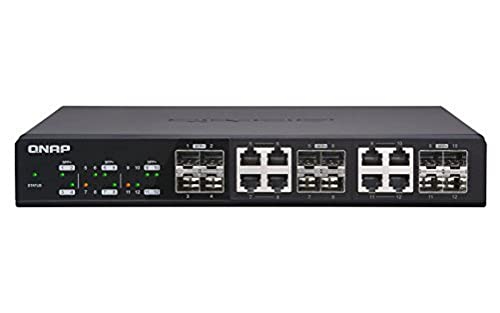 QNAP QSW-1208-8C Switch No administrado None Negro - Switch de Red (No administrado, None, Bidireccional Completo (Full Duplex), Montaje en Rack)