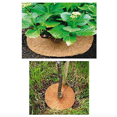 QSDGFH 4 macetas de fibra de coco para plantas, anillo de mantillo, protector de árbol, protector natural para plantas de interior y exterior para cubierta de plantas de disco, maceta de plantas