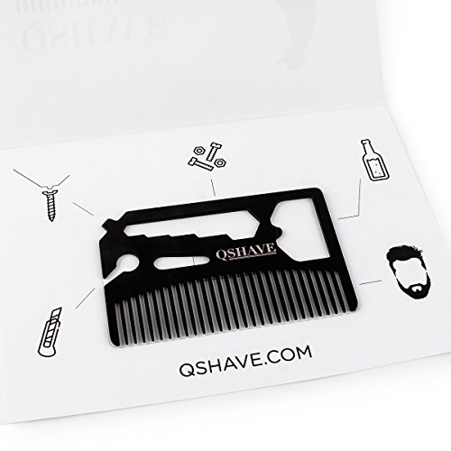 QSHAVE - Peine multifuncional que cabe en tu cartera (peine, peine para barba, abrebotellas, llave y destornillador)