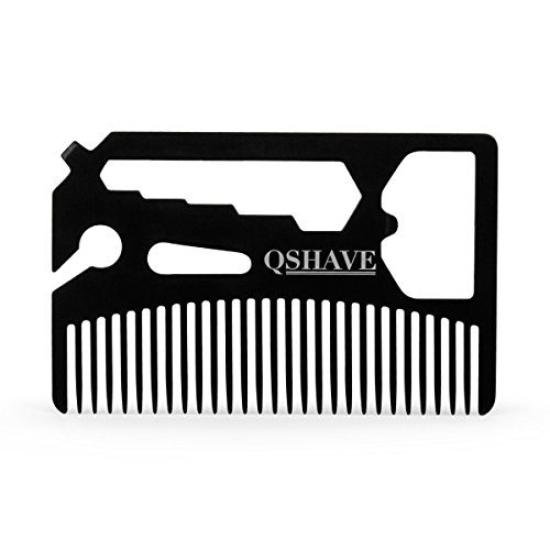 QSHAVE - Peine multifuncional que cabe en tu cartera (peine, peine para barba, abrebotellas, llave y destornillador)