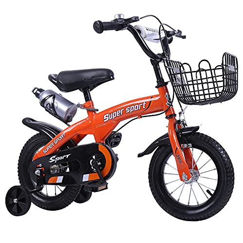 QSYY Bicicletas Infantiles, Triciclos Freestyle para Niños Y Niñas, 12 14 16 18 Pulgadas con Ruedas, Juego De Equitación con Portabultos Y Cestas, Apto para Niños De 2 A 11 Años,Naranja,12''