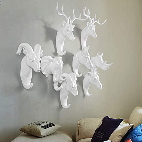 QWEA Perchero Pared, Perchero con Estante, Ganchos Ciervo Europeo Cabeza de Caballo Gancho Decorativo Porche Creativo Sala de Estar Pared del Dormitorio Animal Tridimensional Abrigo multifun